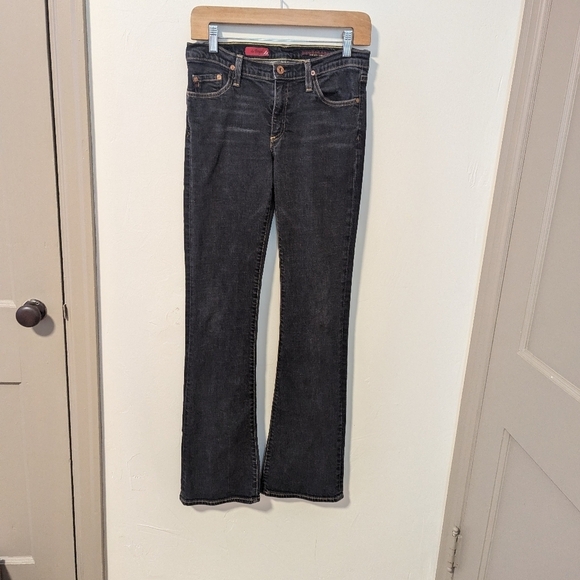 AG Boot Cut Flare Jeans The Angel Black Denim  Adriano Goldschmied Size 27 - Picture 2 of 6